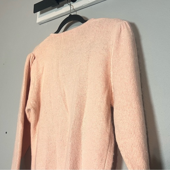 Vintage Silk Blend Faux Wrap Knit Sweater Light Pink Blush Size Medium V-Neck - Picture 6 of 8
